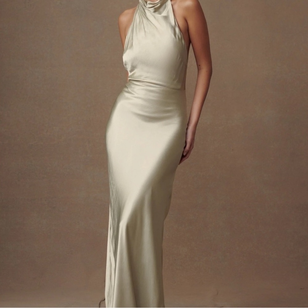 Meshki Cream Backless Dress